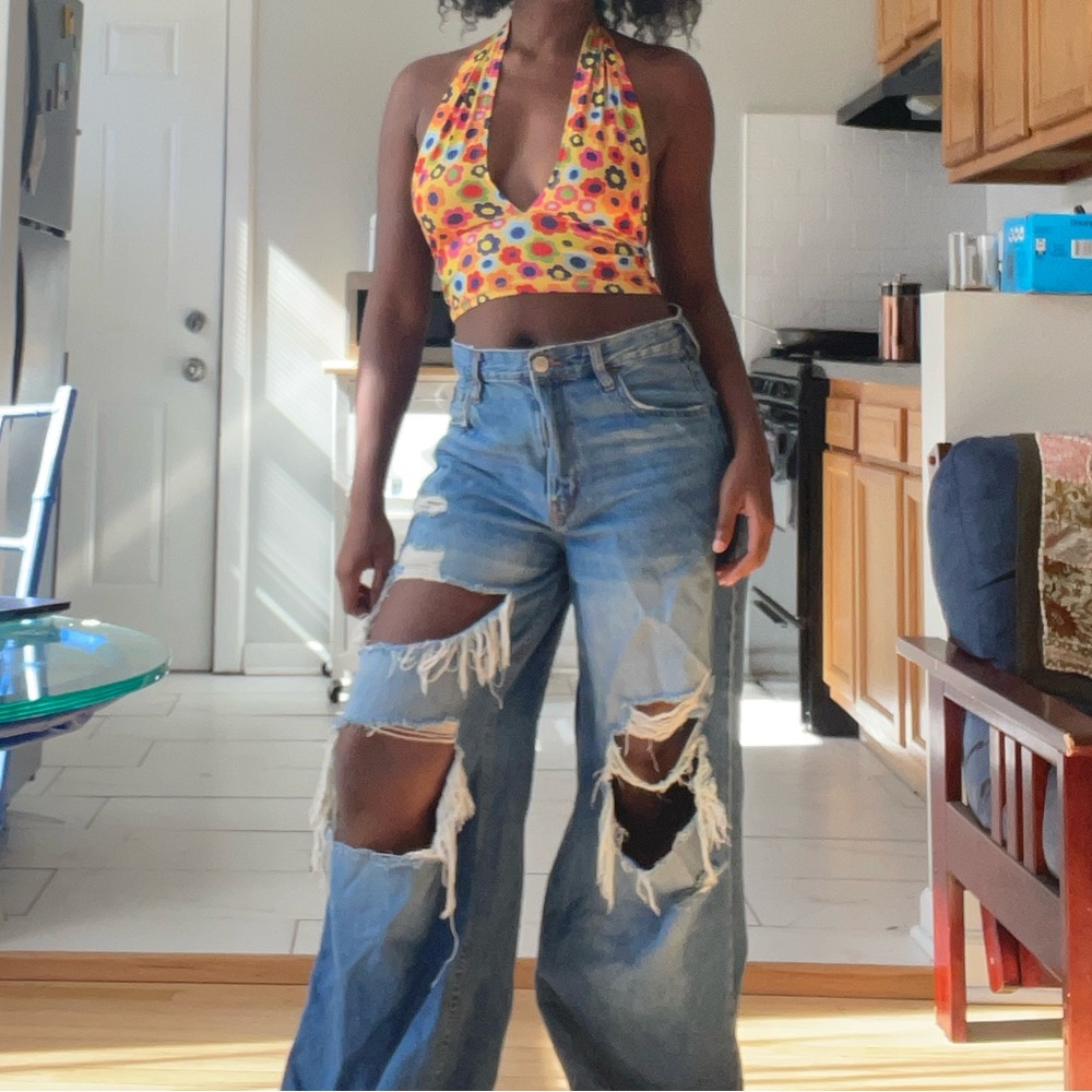 Rainbow Floral Halter Top